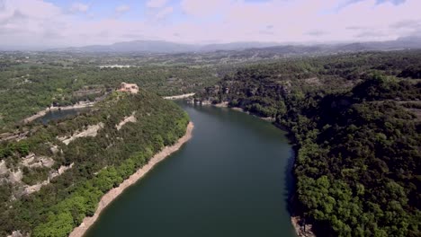 ter river. catalonia. spain. aerial shot.