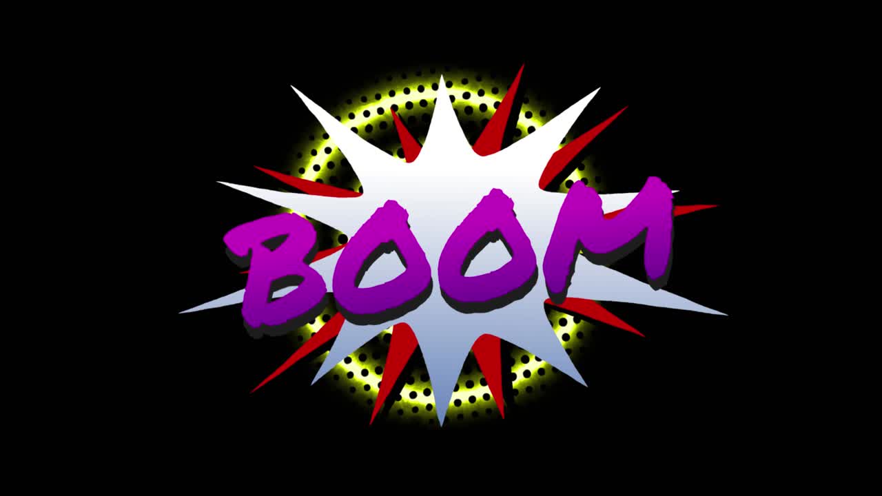 검은 바탕에 네온 원 위의  ⁇  텍스트의 애니메이션