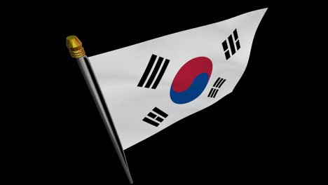 video de bucle de la bandera de corea del sur revoloteando en el viento, video en cámara lenta de 4k, con canal alfa