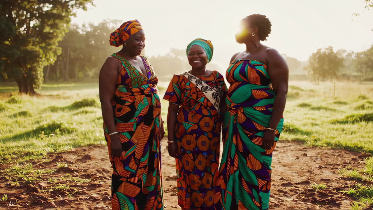 Tres mujeres africanas con atuendo tradicional