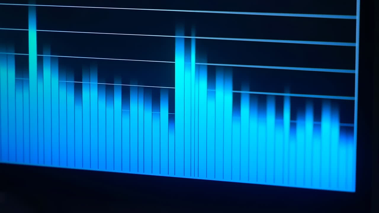 Abstract Blue Digital Waveform Moving on Screen