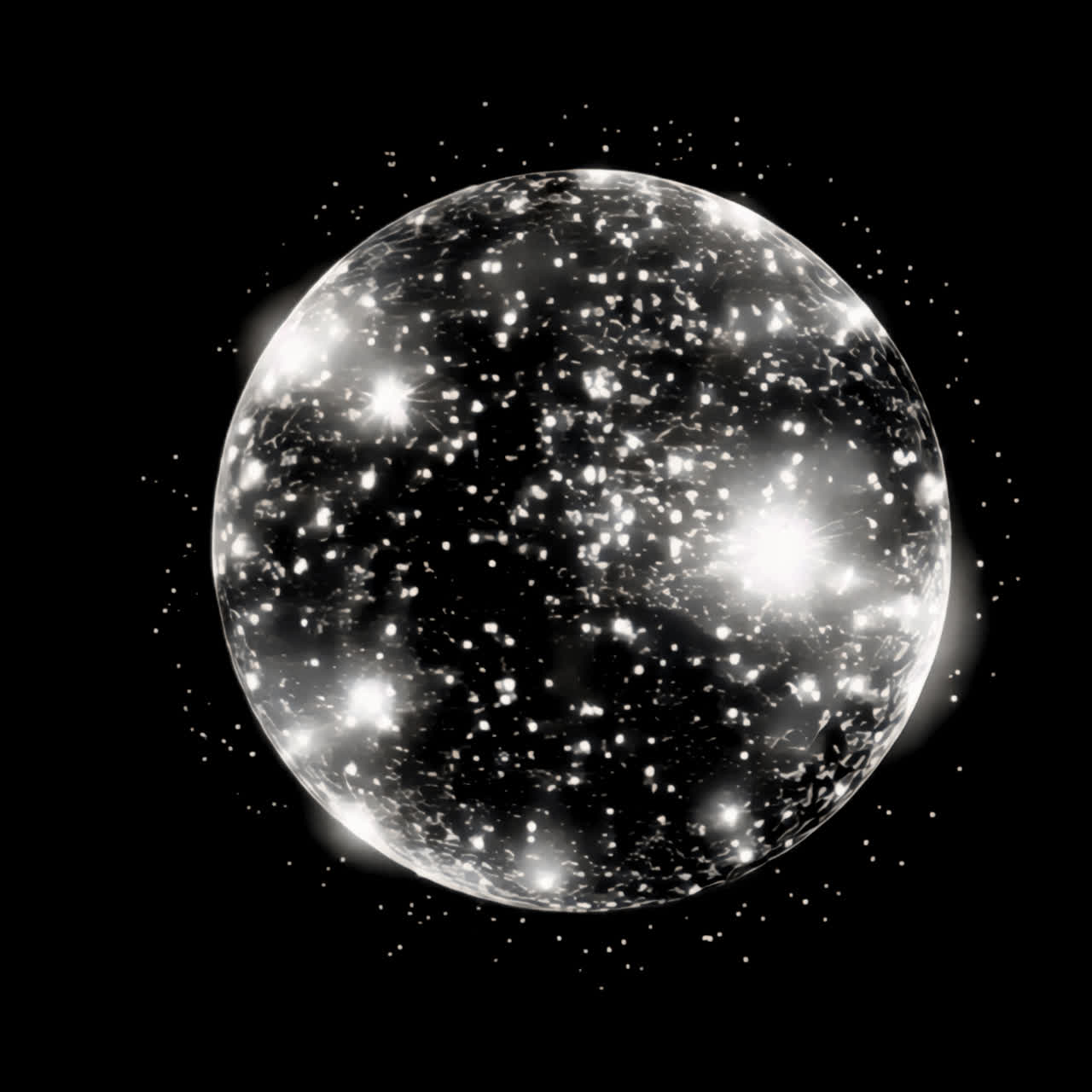 Risorsa isolata di animazione di sfera galattica, video 4K trasparente, canale alfa, ProRes 4444