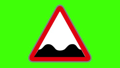 green screen, road signs icon, uneven road danger