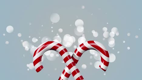 digital animation of candy cane icon against spots of light on grey background