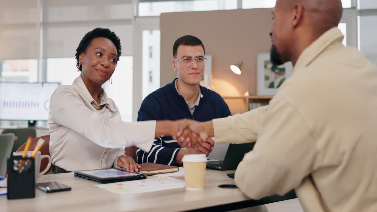 Business meeting with handshake and collaboration