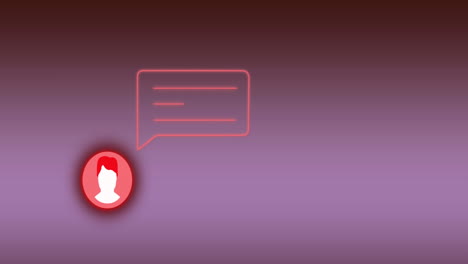 animación de los iconos de mensajes de las redes sociales sobre un fondo púrpura