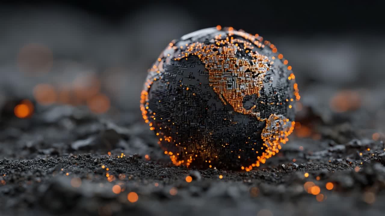 A Stunning Artistic Representation of a Digital Earth: This Imagery Highlights a Globe Embedded with Textures and Illuminated Points, Capturing the Intersection of Technology and Nature
