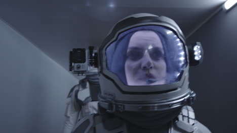 astronaut in a corridor
