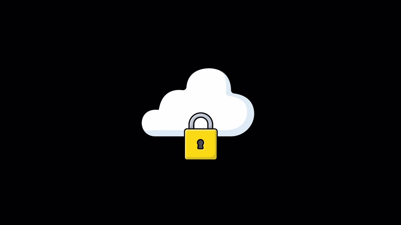 Sicurezza del cloud computing animata con lucchetto che si apre