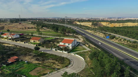 Aerial-hyperlaspe-of-traffic-on-highway