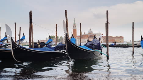 moored gondola boats in venice