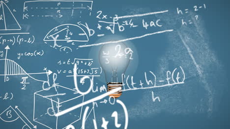 animation of light bulb and scientific formule data processing