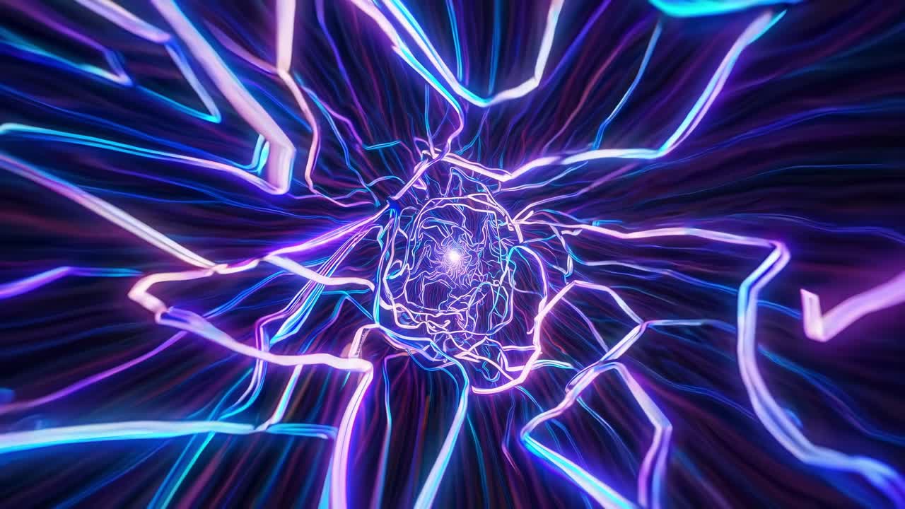 Abstract Neon Tunnel of Light