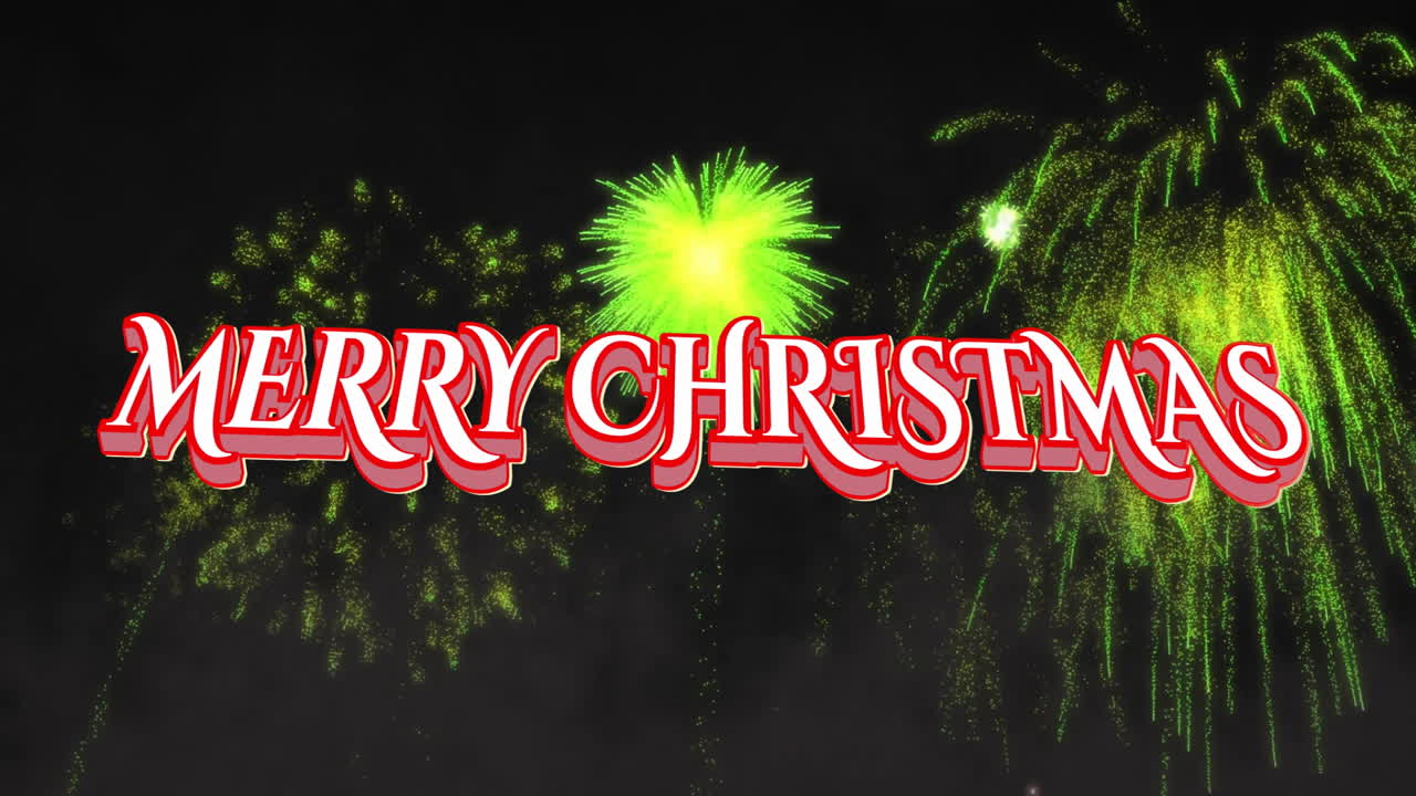 Animation of merry christmas text over fireworks