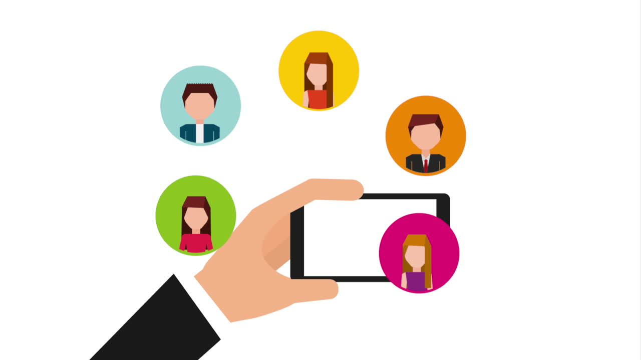 smartphone en la mano con imágenes de perfil