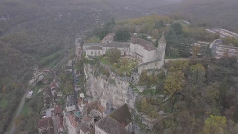 drone shot of sanctuaire notre-dame de rocamadour in rocamadour, france