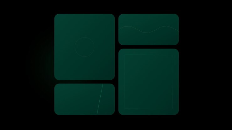 Abstract Digital Interface with Rotating Geometric Shapes