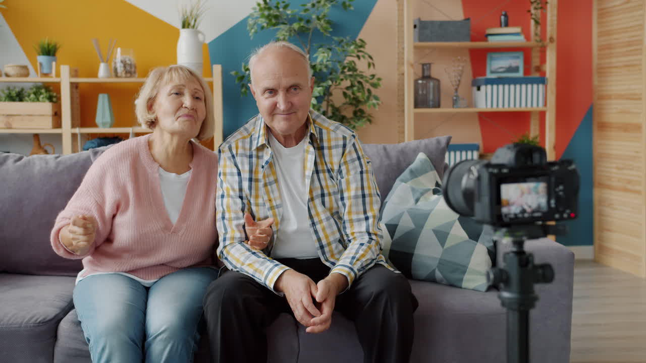 Elderly Couple Doing a Video Call
