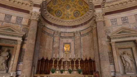 panning shot from inside the pantheon looking down onto the alter