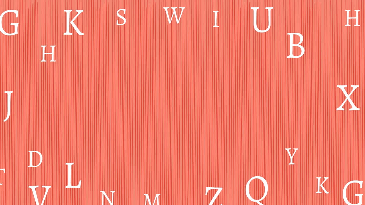 animación de letras flotantes y espacio de copia en fondo rosa