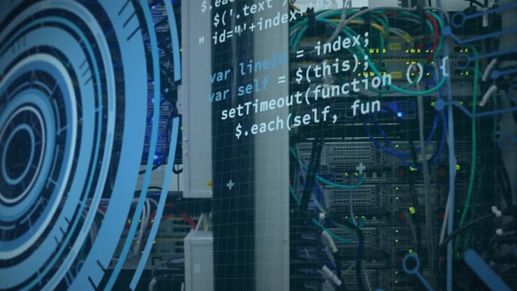 Animation of scope scanning and data processing over server room