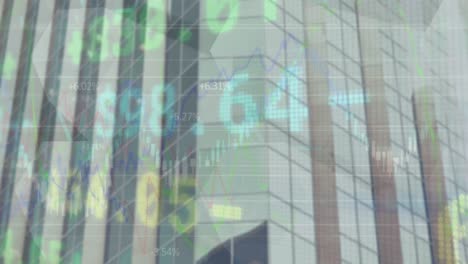 Animation-of-graphs-with-changing-numbers-and-trading-board-over-midsection-of-modern-building