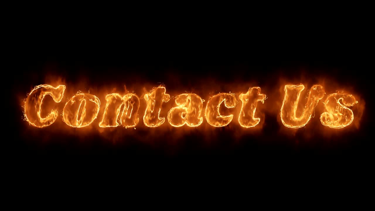 Contact Us Word Hot Animated Burning Realistic Fire Flame Loop.