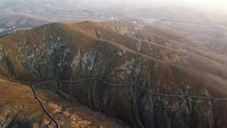 aerial over the rugged mountains of betancuria, fuerteventura