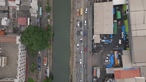 Birdseye-View-Of-Jakarta-Traffic-In-Batavia-Area-Trucks-And-Cars-Indonesia