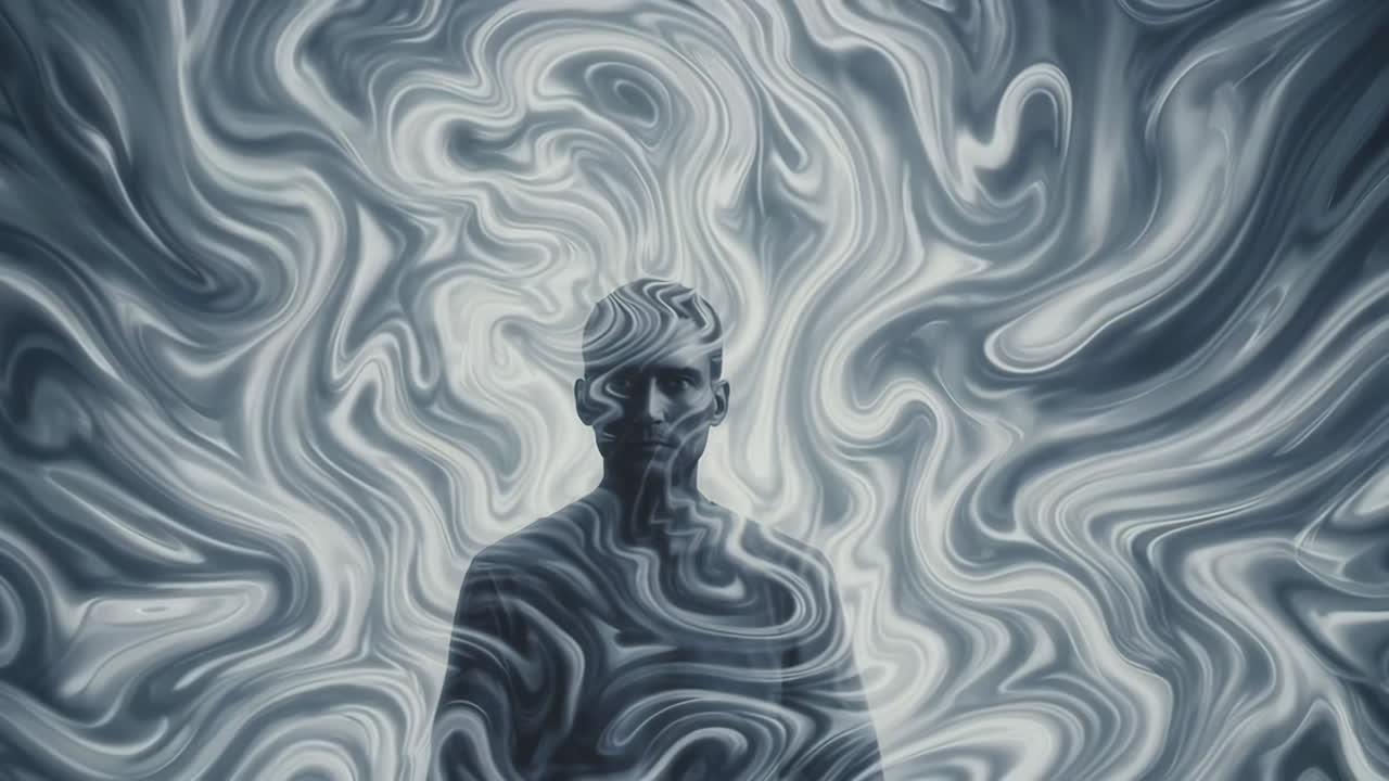 Ritratto astratto con disegni vorticosi