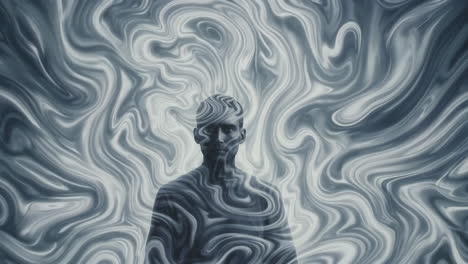 abstract portrait with swirling patterns