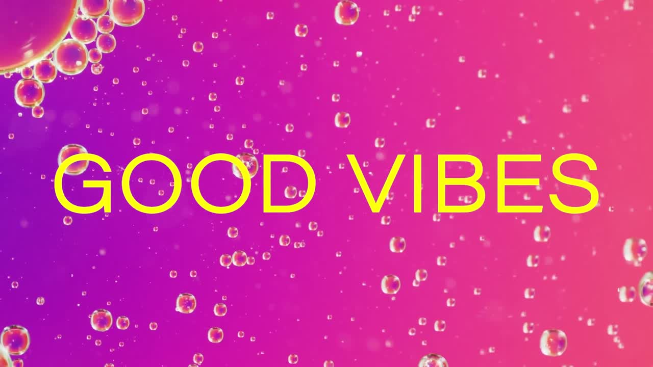 Animation of good vibes text over abstract liquid patterned background
