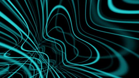 un vuelo de ciencia ficción entre un túnel abstracto de líneas de color menta.