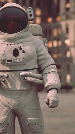 astronaut in a space suit standing on a futuristic city