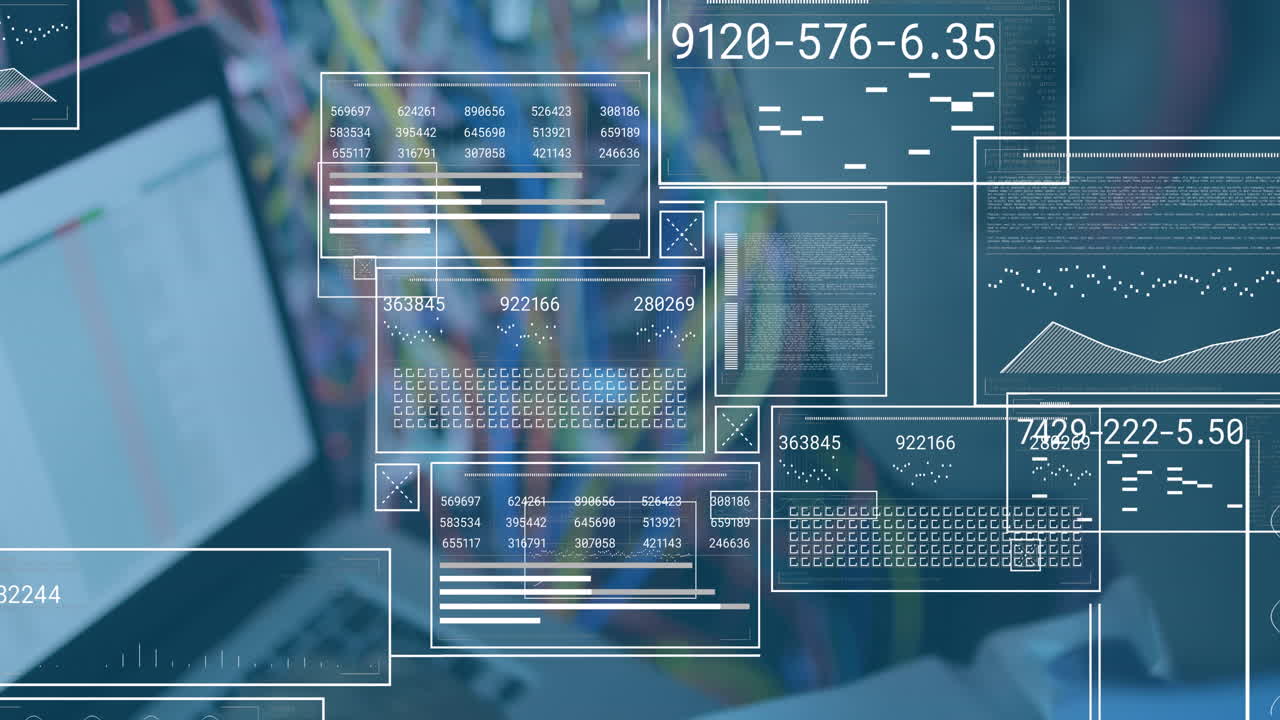 animación del procesamiento de datos a través de servidores informáticos