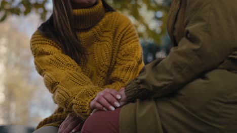 Close-up-caucasian-woman-talking-with-senior-woman-in-park