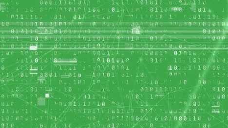 animation of interference over network of connections and data processing on green background