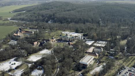 Drone-Aerial-footage-of-Weimar-on-a-sunny-spring-day