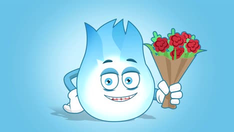 dibujo animado de llamas de gas ramo de flores con animación de la cara alfa mate