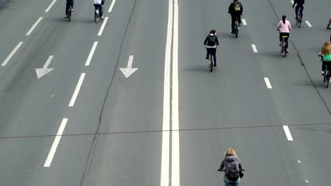 concept bike and a healthy lifestyle. tens of thousands of people on bicycle parade. aerial view