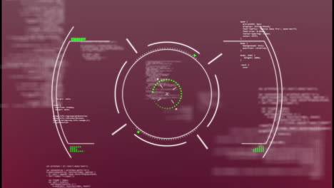 animation of scope scanning over data processing against pink gradient background