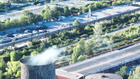 Cooling-Towers-Emits-White-Smoke-In-The-Air-In-Galati,-Romania