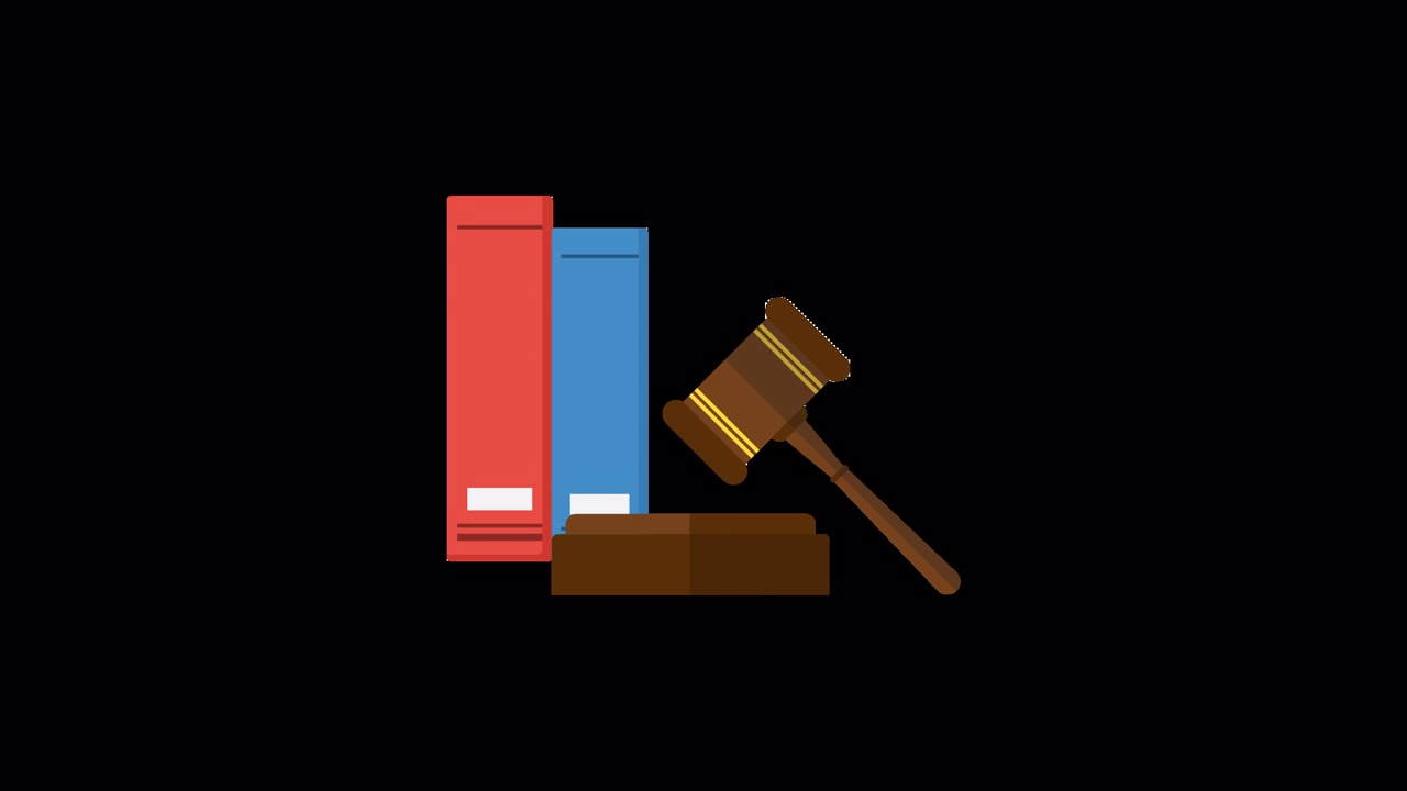 Flat Design Animation of Gavel and Law Books