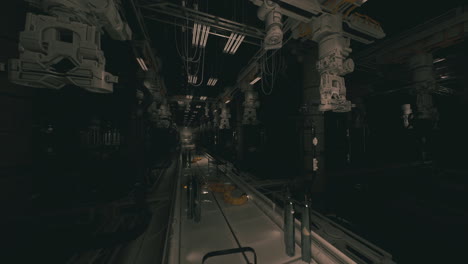 dark futuristic industrial corridor