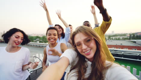 friends party on rooftop