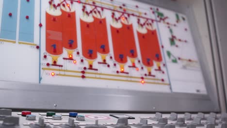 close-up of the control board of a milling factory where they monitor the machines