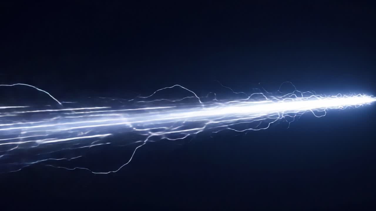 Dynamic Display of Energetic Light Trails in a Dark Environment Capturing the Movement and Power of Hypothetical Energy Beams Emitting Vibrant Bolts