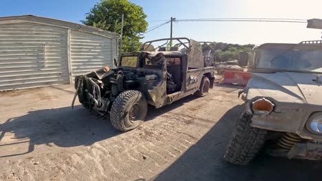destroyed military humvee