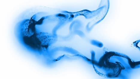tinta azul u otra nube fluida que se extiende sobre una superficie blanca