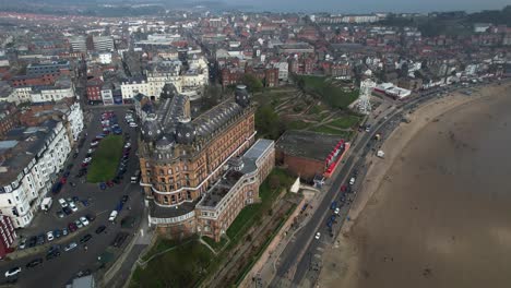 Aerial-top-down-shot-of-the-Grand-hotel,-built-in-1867-was-one-of-the-largest-hotels-in-the-world-with-365-bedrooms-at-Scarborough-in-North-Yorkshire,-UK